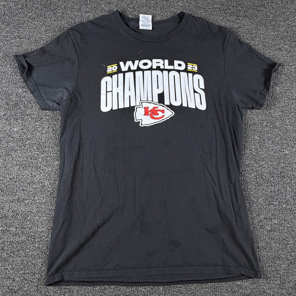 Kansas City Chiefs T-Shirt Mens M 2023 World Champions Black NFL Mcdonalds